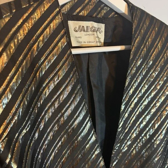 Jaeger Vintage Metallic Pinstripe Blazer Made in Great Britain US 10 - Picture 2 of 13